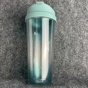 Kate Spade New York Teal Ombre Insulated Travel Tumbler Acrylic Coffee Mug Lid
